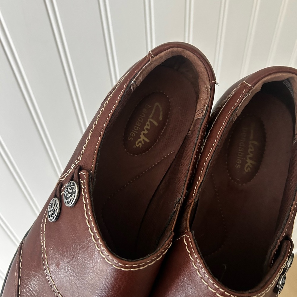 ⭐️ NEW Clarks Size 8 1/2 Brown Leather Women's Loafers Bendables - Picture 5 of 8